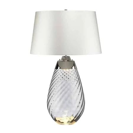 Lampa stołowa Lena przydymione szkło i biały abażur LENA-TL-L-SMOKE-OWSS  - Elstead