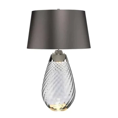 Lampa stołowa Lena przydymione szkło i szary abażur LENA-TL-L-SMOKE  - Elstead