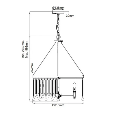 Żyrandol / Lampa wisząca Piper Polerowany chrom KL-PIPER-6P-PC - Elstead