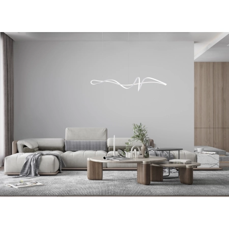 Lampa wisząca LED biała metalowa falista 120cm PND-23523-WH z serii Mila - Lampy Italux
