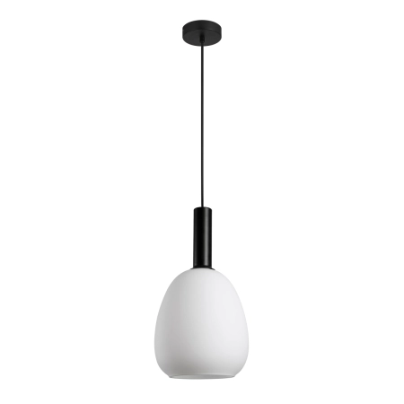 Lampa wisząca czarna metalowa z mlecznym kloszem PND-23541-1-BK-OP z serii Gater - Lampy Italux