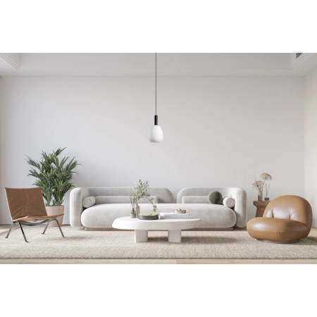 Lampa wisząca czarna metalowa z mlecznym kloszem PND-23541-1-BK-OP z serii Gater - Lampy Italux