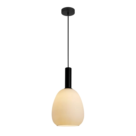 Lampa wisząca czarna metalowa z mlecznym kloszem PND-23541-1-BK-OP z serii Gater - Lampy Italux