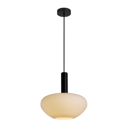 Lampa wisząca czarna metalowa z mlecznym kloszem PND-23541A-1-BK-OP z serii Gater - Lampy Italux
