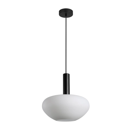 Lampa wisząca czarna metalowa z mlecznym kloszem PND-23541A-1-BK-OP z serii Gater - Lampy Italux