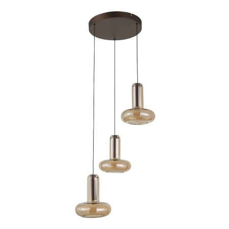 Lampa wisząca miedziana 3-punktowa szklana bursztynowa PND-24011-3-COPP z serii CAROTE - Lampy Italux