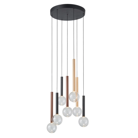 Lampa wisząca metalowa 7-punktowa szklane kule PND-24019-7A-BK z serii ALINOS - Lampy Italux