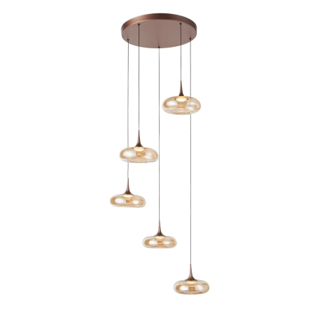 Lampa wisząca miedziana 5-punktowa szklana PND-24028-5A-COPP z serii TENELE - Lampy Italux