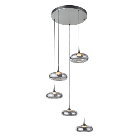 Lampa wisząca LED 5-punktowa srebrna dymiona PND-24028-5A-SILV z serii Tenele - Lampy Italux