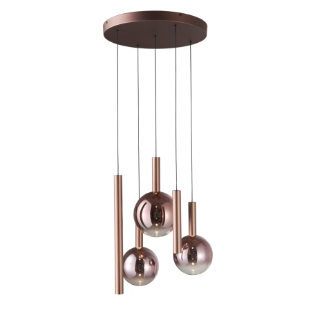 Lampa wisząca miedziana szklana 5-punktowa PND-24038-5A-COPP z serii Camino - Lampy Italux