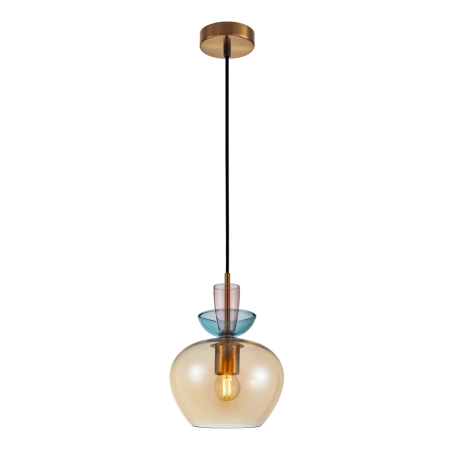 Lampa wisząca szklana kolorowa złota 19cm PND-31882-1-GD-AMB z serii Fanda - Lampy Italux