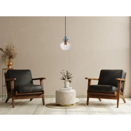Lampa wisząca szklana wielokolorowa złota PND-31882-1-GD-PK z serii Fanda - Lampy Italux