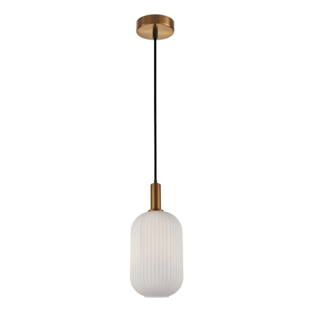 Lampa wisząca złota z ryflowanym kloszem PND-31982-1A-GD z serii DELLA - Lampy Italux
