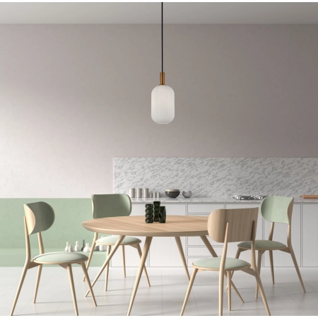 Lampa wisząca złota z ryflowanym kloszem PND-31982-1A-GD z serii DELLA - Lampy Italux