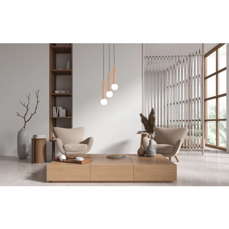Lampa wisząca drewniana 3-punktowa z kulami PND-33574-3-WD z serii Filano - Lampy Italux