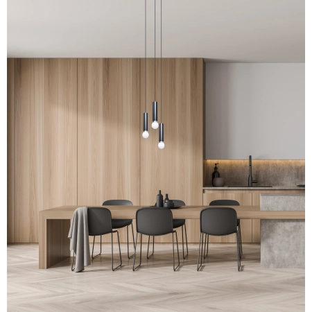 Lampa wisząca czarna metalowa 3-punktowa PND-33849-3R-BK z serii MACERA - Lampy Italux