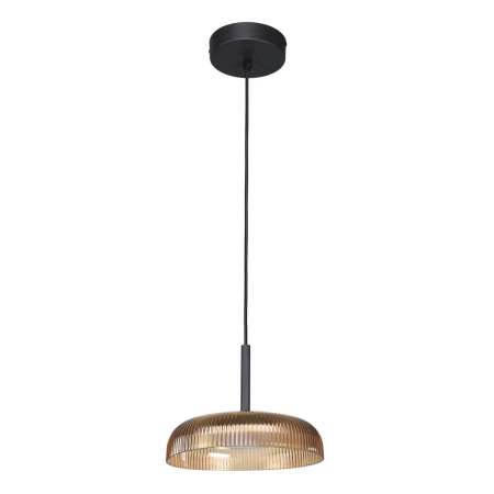 Lampa wisząca metalowa czarno-żółta prążkowana PND-48529-BK-YLL z serii Colle - Lampy Italux