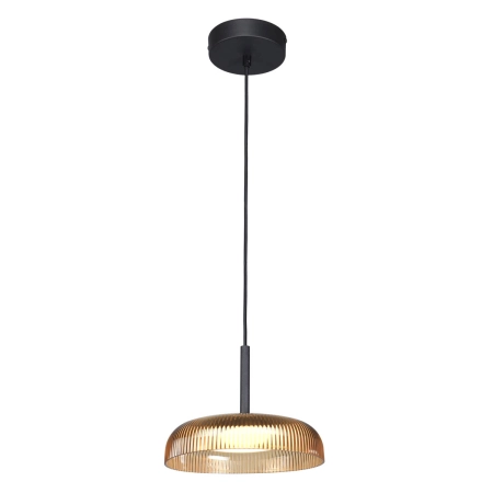 Lampa wisząca metalowa czarno-żółta prążkowana PND-48529-BK-YLL z serii Colle - Lampy Italux