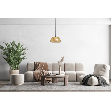 Lampa wisząca szklana bursztynowa czarna PND-54637-1-BK-YLL z serii Ainale - Lampy Italux