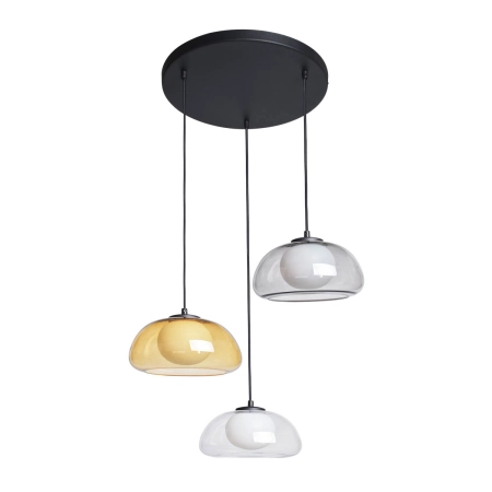 Lampa wisząca 3-punktowa szklana wielokolorowa PND-54637-3-BK-SG z serii Ainale - Lampy Italux