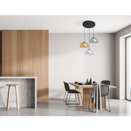 Lampa wisząca 3-punktowa szklana wielokolorowa PND-54637-3-BK-SG z serii Ainale - Lampy Italux