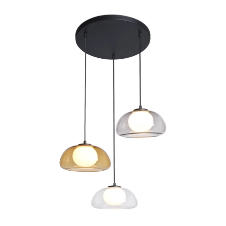Lampa wisząca 3-punktowa szklana wielokolorowa PND-54637-3-BK-SG z serii Ainale - Lampy Italux