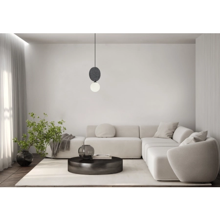 Lampa wisząca czarna z filcem i szklaną kulą PND-59779-1M-GR z serii ANDREA - Lampy Italux