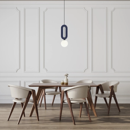 Lampa wisząca niebieska filcowa z kulistym kloszem PND-59839-1-BLU z serii MASSO - Lampy Italux