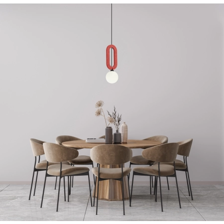 Lampa wisząca czerwona filcowa z kulistym kloszem PND-59839-1-RED z serii MASSO - Lampy Italux