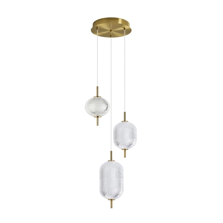 Lampa wisząca złota 3-punktowa z akrylowymi kloszami PND-81438-3-GD z serii Corado - Lampy Italux