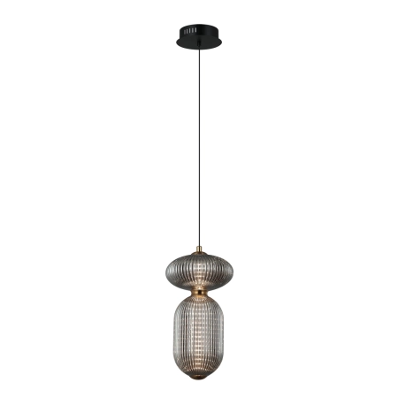 Lampa wisząca szklana prążkowana czarno-złota PND-8545-2A-AB-SG z serii Nico - Lampy Italux