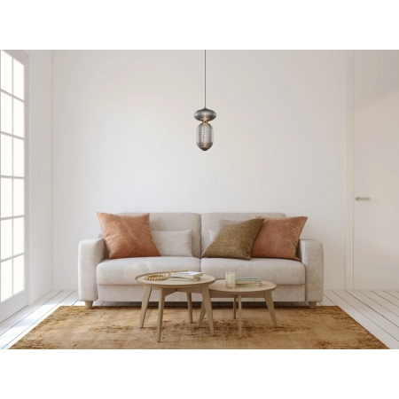 Lampa wisząca szklana prążkowana czarno-złota PND-8545-2A-AB-SG z serii Nico - Lampy Italux