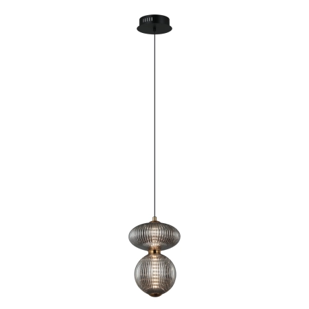 Lampa wisząca szklana prążkowana czarno-złota PND-8545-2B-AB-SG z serii NICO - Lampy Italux