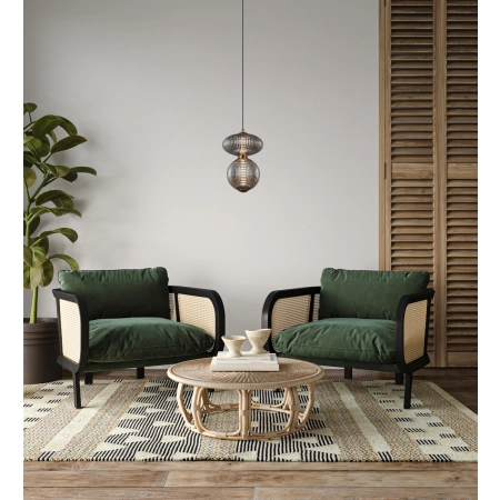 Lampa wisząca szklana prążkowana czarno-złota PND-8545-2B-AB-SG z serii NICO - Lampy Italux