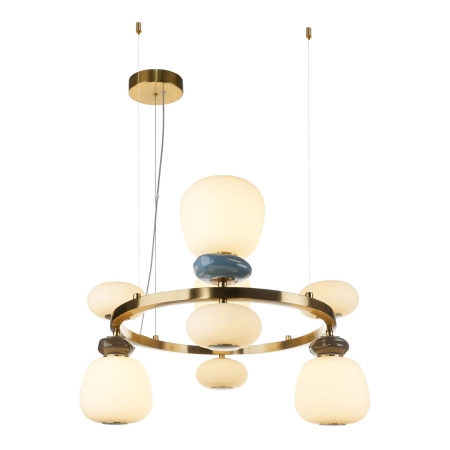 Lampa wisząca złota metalowa z ceramicznymi detalami PND-94981-4B-GD z serii Evans - Lampy Italux