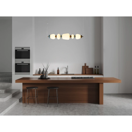 Lampa wisząca złota metalowa z ceramicznymi detalami PND-94981-5A-GD z serii Evans - Lampy Italux
