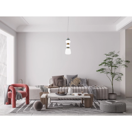 Lampa wisząca złota z ceramicznymi elementami PND-94981V-3B-GD z serii EVANS - Lampy Italux