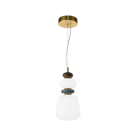 Lampa wisząca złota ceramiczna z mlecznym kloszem PND-94981V-3C-GD z serii Evans - Lampy Italux