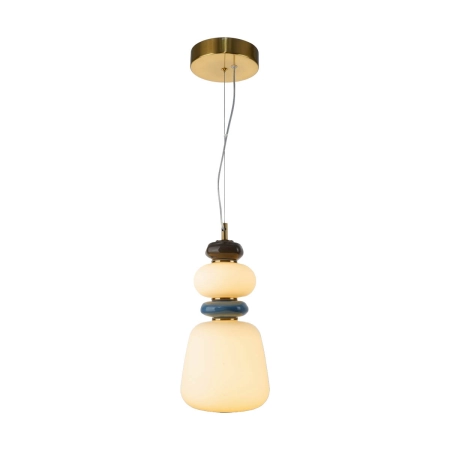 Lampa wisząca złota ceramiczna z mlecznym kloszem PND-94981V-3C-GD z serii Evans - Lampy Italux