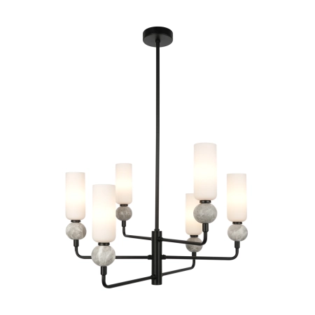 Lampa wisząca czarna metalowa z marmurowymi kulami PND-95331-6-BK z serii Santos - Lampy Italux