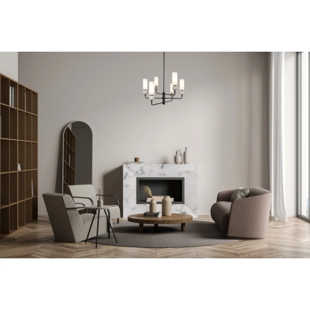 Lampa wisząca czarna metalowa z marmurowymi kulami PND-95331-6-BK z serii Santos - Lampy Italux