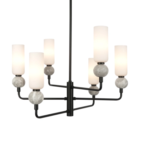 Lampa wisząca czarna metalowa z marmurowymi kulami PND-95331-6-BK z serii Santos - Lampy Italux