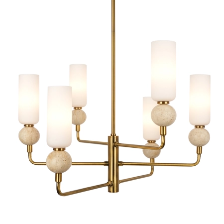 Lampa wisząca mosiężna 6-punktowa ze szklanymi kloszami PND-95331-6-BRSS z serii SANTOS - Lampy Italux