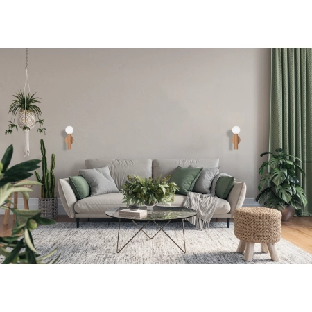 Kinkiet metalowy drewnopodobny z kulistym kloszem WL-33574-1-WD z serii Filano - Lampy Italux