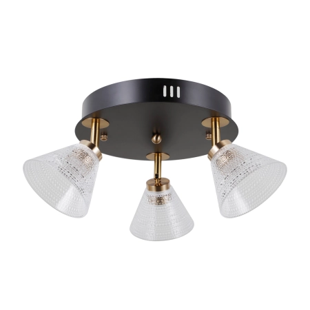 Lampa sufitowa czarna 3-punktowa ze szklanymi kloszami WL-34393-3R-BK-HBR z serii Orella - Lampy Italux
