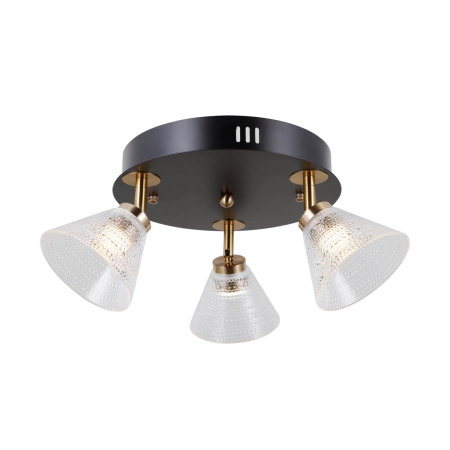 Lampa sufitowa czarna 3-punktowa ze szklanymi kloszami WL-34393-3R-BK-HBR z serii Orella - Lampy Italux