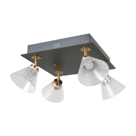 Lampa sufitowa czarna 4-punktowa ze szklanymi kloszami WL-34393-4S-BK-HBR z serii ORELLA - Lampy Italux
