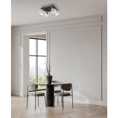 Lampa sufitowa czarna 4-punktowa ze szklanymi kloszami WL-34393-4S-BK-HBR z serii ORELLA - Lampy Italux