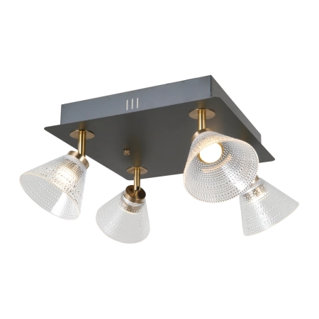 Lampa sufitowa czarna 4-punktowa ze szklanymi kloszami WL-34393-4S-BK-HBR z serii ORELLA - Lampy Italux