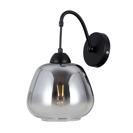 Kinkiet metalowy czarny ze szklanym kloszem WL-40824-1-BK z serii Felis - Lampy Italux